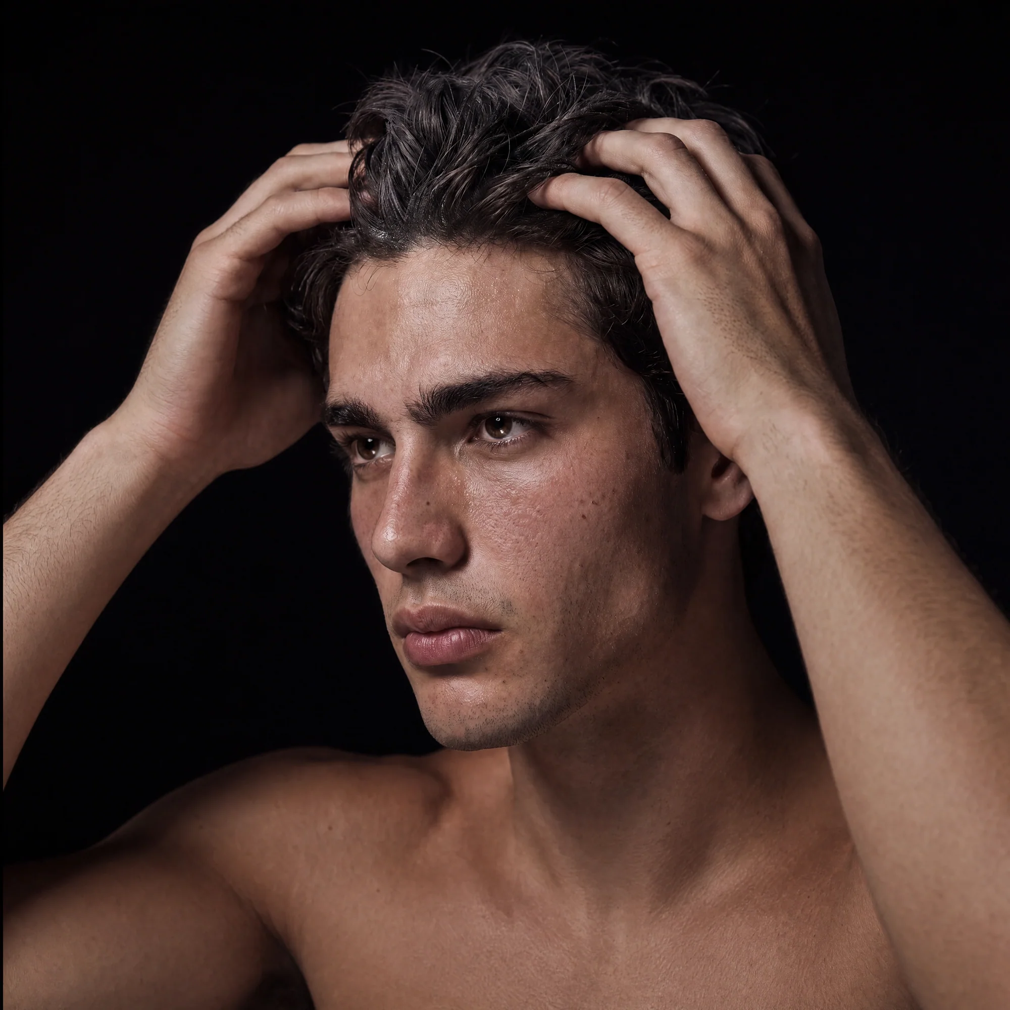 Man styling his hair with BlackMask